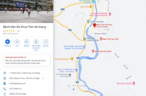 Bản đồ đường đi và các phương tiện đến Bệnh viện Đa khoa tỉnh Hà Giang